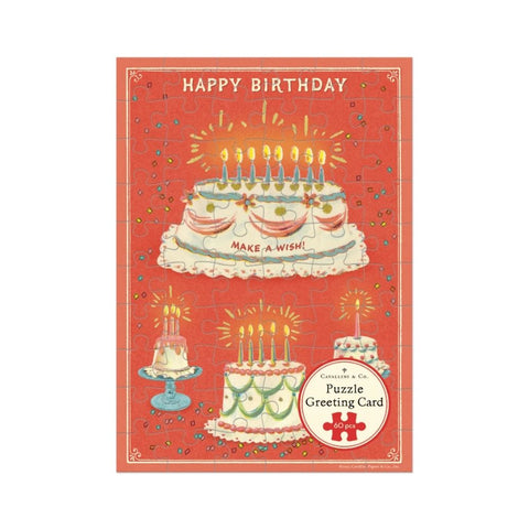Cavallini Puzzle Greeting Card 60 Pc - Cake