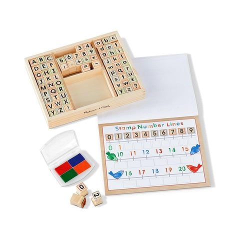 Melissa & Doug - Deluxe Wooden ABC-123 Stamp Set