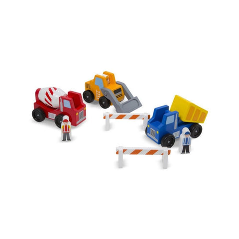 Melissa & Doug Classic Wooden Toy Construction Vehicle Set