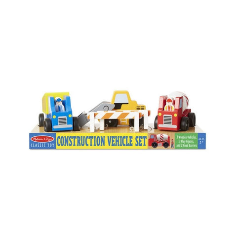 Melissa & Doug Classic Wooden Toy Construction Vehicle Set